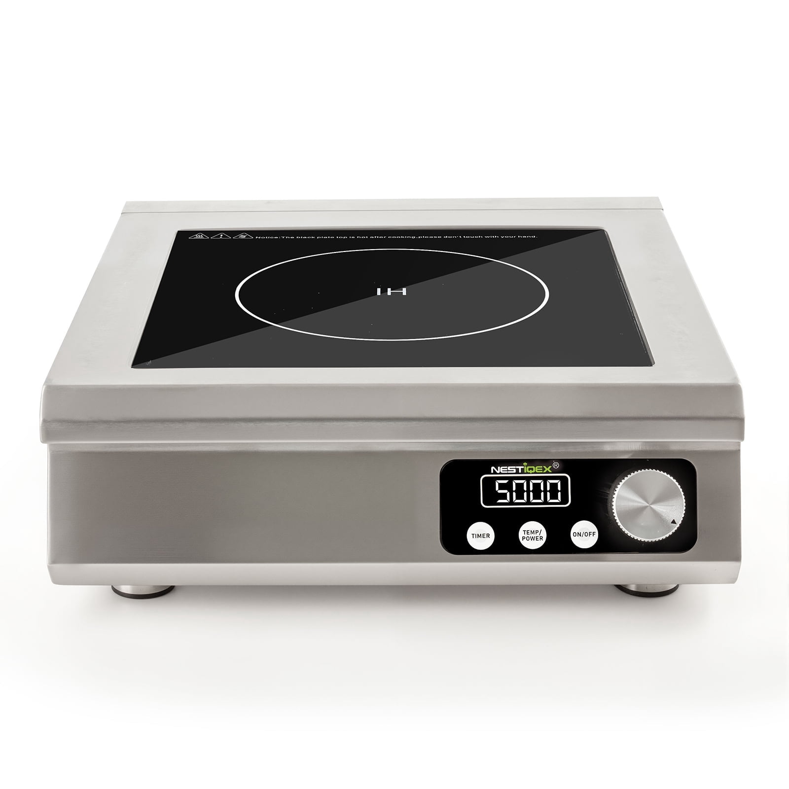 5000W Commercial Induction Cooktop, 208V 3-Phase Large Induction Burner with 20 Power & Temp Levels, 9.25" Large Coil, 24h Timer, Pro Electric Countertop Burners for Restaurant Kitchen