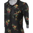 thumbnail image 5 of FashionOutfit Women's Casual Floral Print Roll Up Sleeves Button Down Shirt Top, 5 of 5