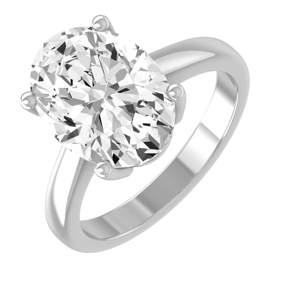 Araiya Fine Jewelry 1 Carat Fancy Cut Lab Grown Diamond Prong-Set Oval-shape Solitaire Ring | 14K White Gold Band Ring Size 5 | D-F Color and VS1 Clarity