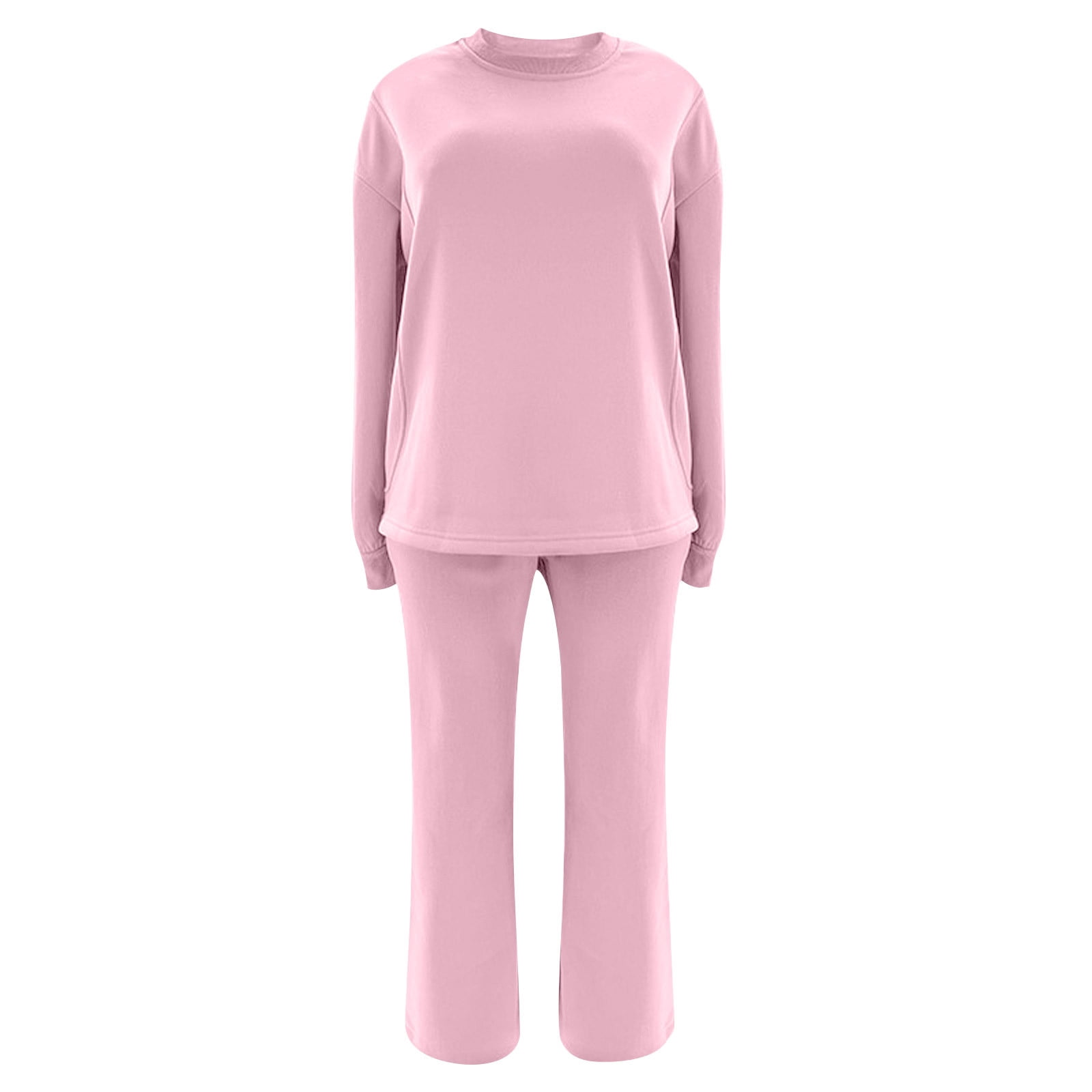 Women's 2 Piece Sweat Suit Jogger Set Tracksuit Solid Color Casual Loose Hoodie Sweatshirt and Pants Lounge Set