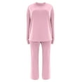 thumbnail image 4 of Sweatsuits Women 2 Piece Pant Sets Baggy Crewneck Pullover Sweatshirt and Wide Leg Sweatpant Sweat Outfits, Pink XXL, 4 of 7