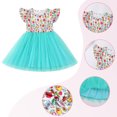 thumbnail image 2 of IBTOM CASTLE Toddler Kids Girls Back to School Dress Tulle Tutu Pencil Print Kindergarten First Day of School Dresses 4-5 Years Aqua Apple, 2 of 8