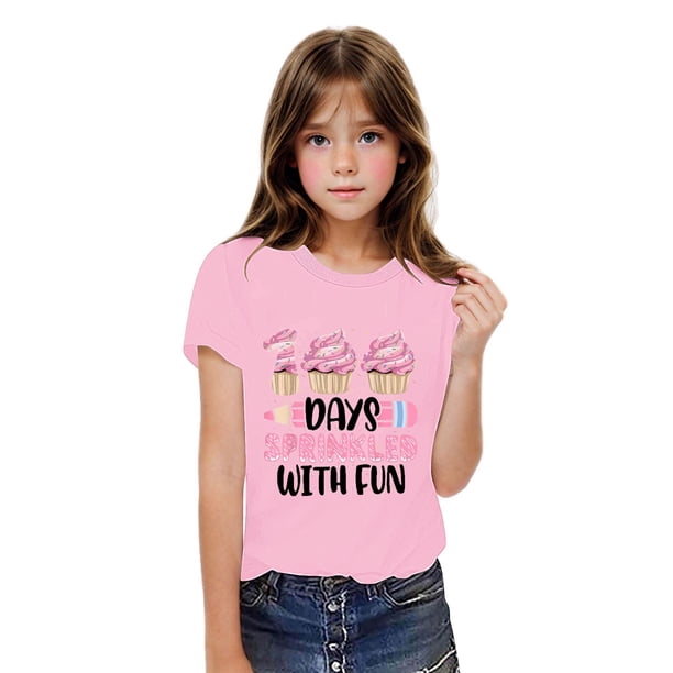 Fiudx Camiseta para Niños, Suave Mezcla de Poliéster, Cuello Redondo Comodo, Manga Corta, Informal, para Uso Diario, Ideal para Niños y Niñas. Se Recomienda Lavar a Mano.
