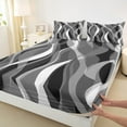 thumbnail image 3 of Manfei Adult Grey Stripes Bed Sheets, Abstract Ombre King Sheets, Chic Geometric Fashion Sheet Set, Ultra Soft Home Decor, 4pcs, 3 of 7