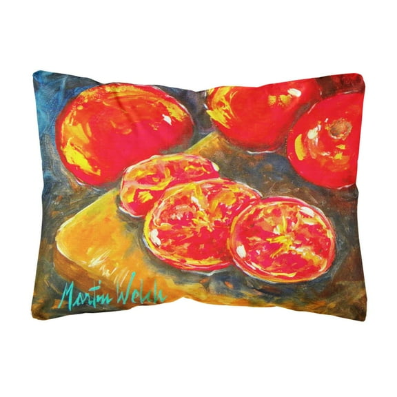 Carolines Treasures MW1099PW1216 Vegetables - Tomatoes Slice It Up Canvas Fabric Decorative Pillow 12H x16W multicolor