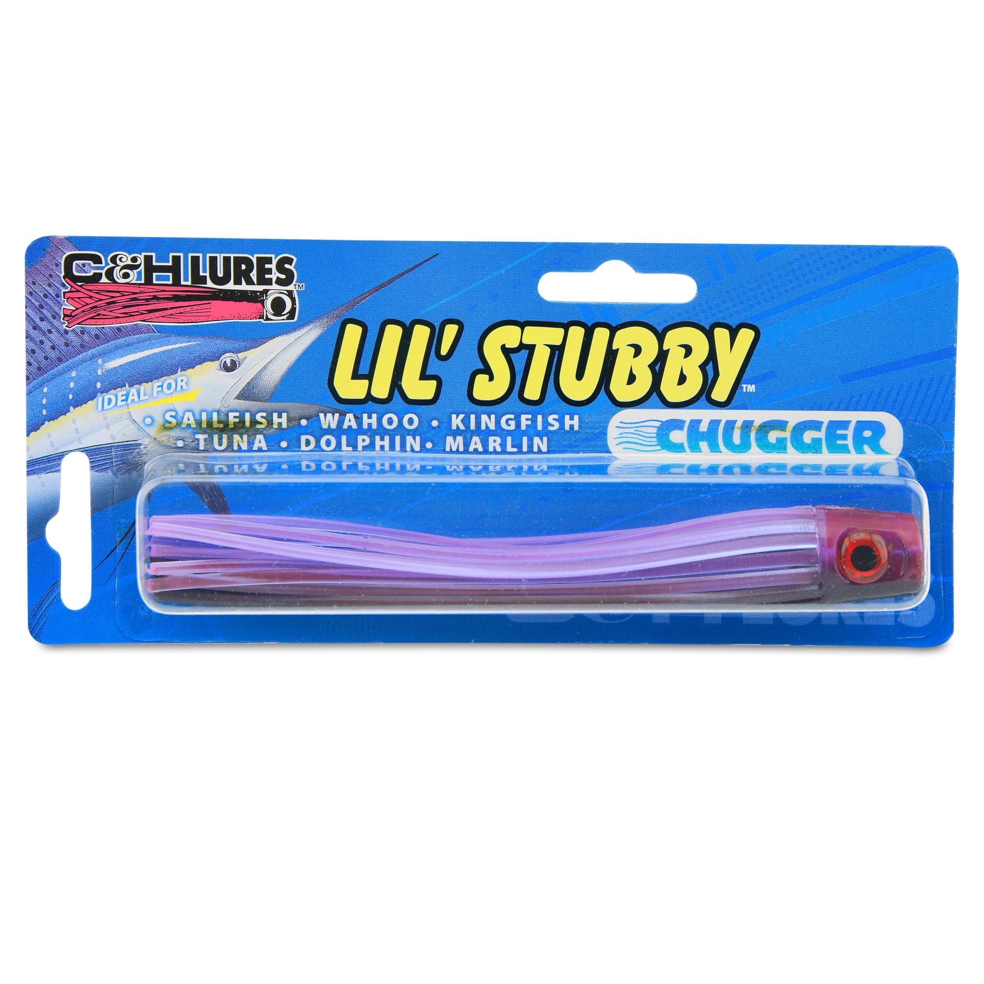 C&H Lures Lil Stubby Chugger Lure, Black/Purple, 5.5 in / 14 cm