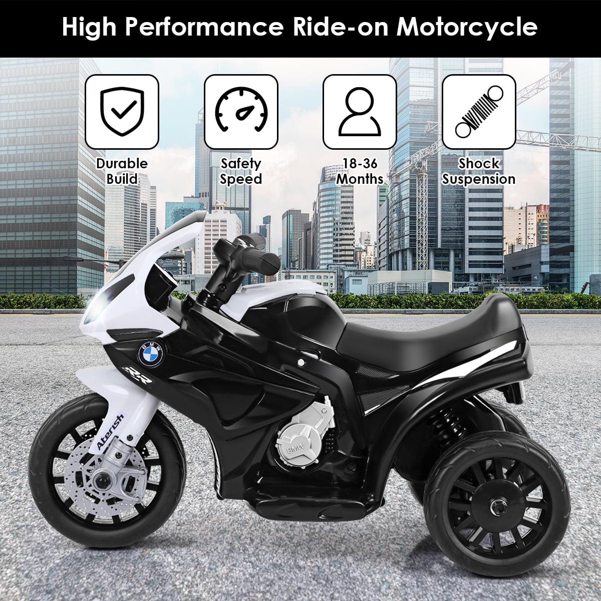 Infans Kids Ride On Motorcycle BMW Licensed 6V Electric 3 Wheels Bicycle w/ Music&Light