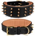 thumbnail image 4 of DowgClub | Genuine Leather Heavy Duty Spiked Dog Collar | Full Grain, Cushion Sheep napa padding Inside, Comfortable, Strong | Best for Medium, Large, X-Large Breeds | Cherry, Black, Pink, Tan |, 4 of 8
