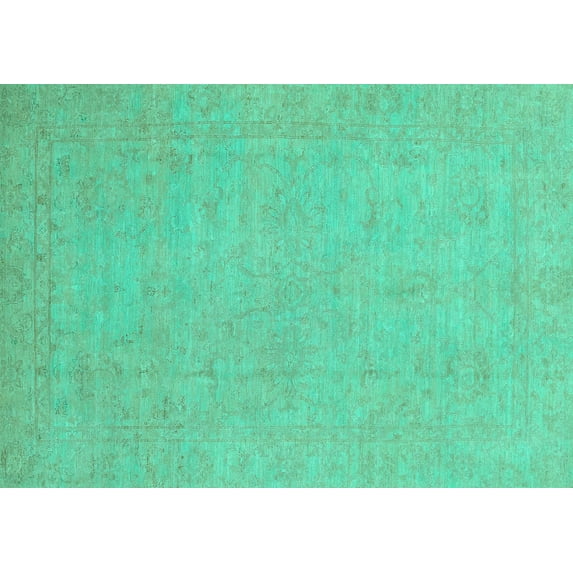 Ahgly Company Indoor Rectangle Oriental Turquoise Blue Traditional Area Rugs, 2' x 3'