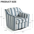 thumbnail image 3 of Swivel Accent Chair, Swivel Barrel Chair, Upholstered Comfy 360 Degree Swivel Club Chair for Living Room/Bedroom/Waiting Room/Office(Linen Stripe Navy, Set of 2), 3 of 6