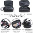 thumbnail image 3 of Bolsa de maquillaje pequeña, bolsa de cosméticos para mujer, organizador de maquillaje de viaje de 2 capas, bolso negro, capacidad compacta para uso diario, soporte para brochas de maquillaje, nailon, 3 of 5