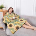 thumbnail image 5 of Oversized Wearable Blanket Hoodie,Green Sunflower Pattern Sherpa Blanket Hoodie with Super Pockets,Super Warm Fuzzy Pullover for Women & Men, 5 of 6