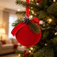 thumbnail image 7 of Dmlowu Christmas Tree Decorations, Shatterproof Red Christmas Ball Ornaments with Bow and Pinecones, Vintage Flocked Ornaments for Christmas Tree Holiday Decor, 7 of 7