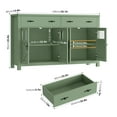 thumbnail image 7 of Homfa Farmhouse 55.1"W Kitchen Buffet Cabinet with Storage Drawer & Adjustable Shelf, Glass Door Wood Sideboard Credenza Coffee Bar with for Dining Room Living Room, Green, 7 of 7