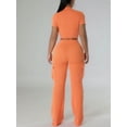 thumbnail image 6 of SDNGED Ladies' Orange Ribbed Crop top and Work Pants Set Summer Casual High Waisted Pants Street Ladies' Tight 2-Piece Set, 6 of 11