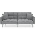 thumbnail image 2 of Best Choice Products Convertible Living Room Linen Fabric Tufted Split-Back Futon Sofa w/ 2 Pillows - Dark Gray, 2 of 8