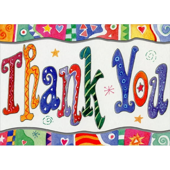 Designer Greetings Vividly Colored Thank You Words Thank You Card