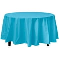 thumbnail image 3 of Exquisite 12 Premium Turquoise Plastic 84" Round Waterproof Party Tablecloths, 3 of 7