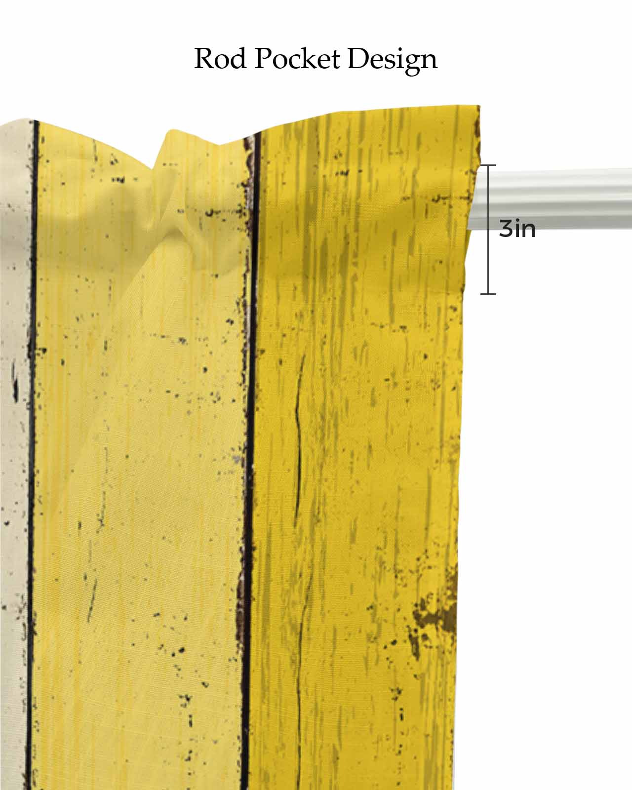 Yellow Brown Kitchen Valances for Windows Farmhouse Linen Window Valance Curtain for Living Room Window Treatment Farmhouse Wood Grain Vintage Striped Valance Rod Pocket Topper Drape, 60 x 18 Inch