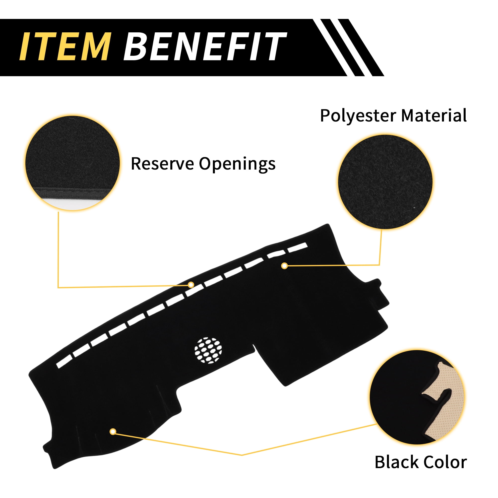 Unique Bargains Dash Cover for Ford for Ranger 22-24 Dash Board Mat Thickened Anti-Slip Dash Cover Mat Pad Polyester Center Console Dashboard Cover Pad Carpet Black