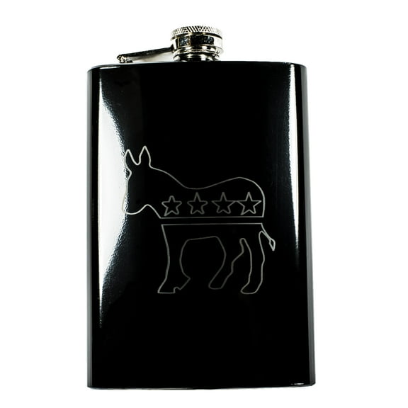 8oz BLACK Democrat Donkey black flask L1