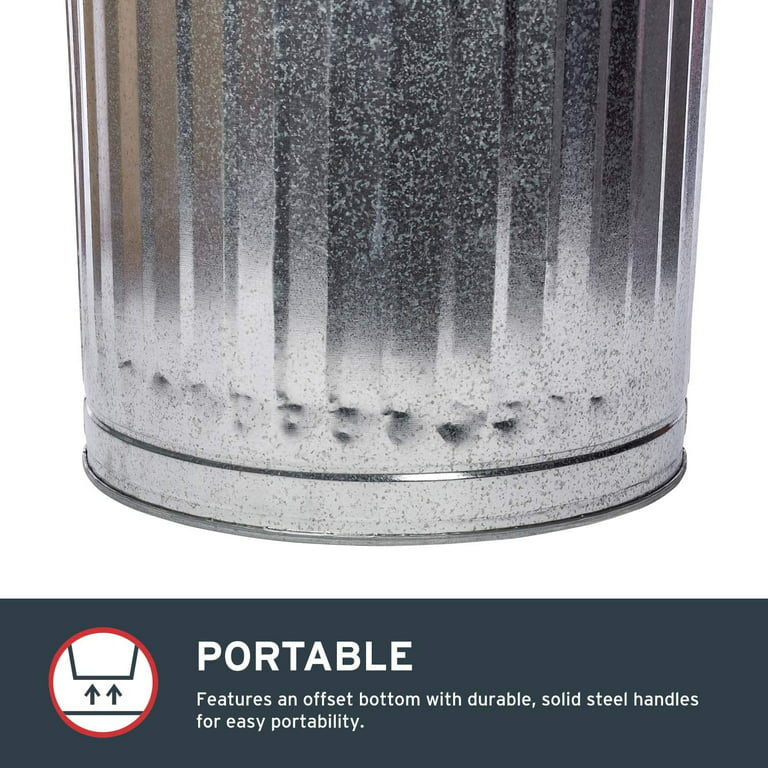 COLIBROX Pre-Galvanized Trash Can with Lid, Round, Steel, 20gal, Gray, Sold  as 1 Each