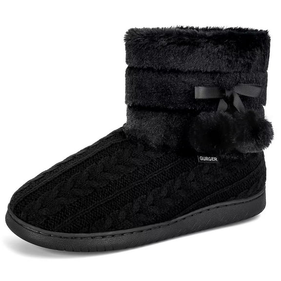 JEBUKTXE Slipper Boots Women Knit Fuzzy Booties Slippers Memory Foam Ankle Slippers Plush Lined Indoor Outdoor Slippers House Shoes