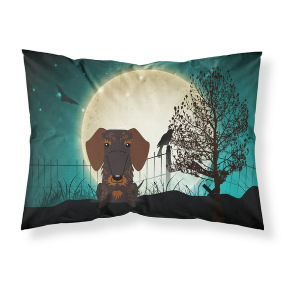 Halloween Scary Wire Haired Dachshund Chocolate Fabric Standard Pillowcase