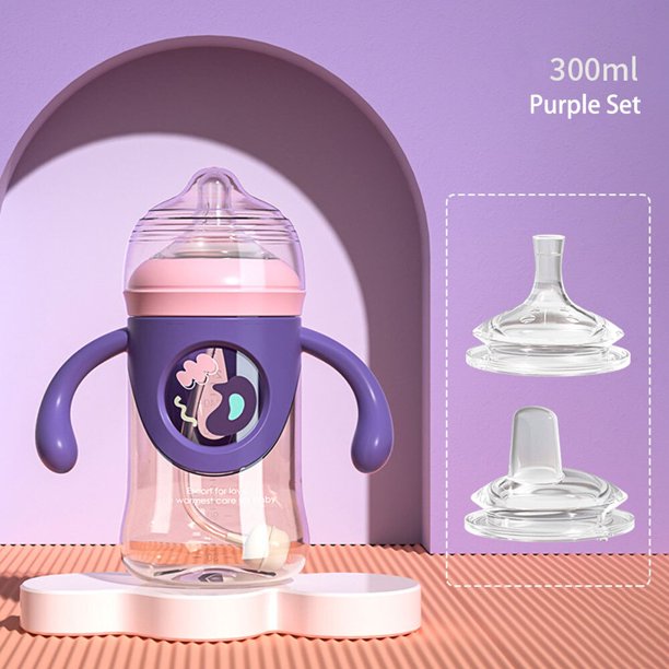 Taza para beber biberones para niños, biberón PP de pajita de silicona para bebé recién nacido, alimentador de leche sin BPA