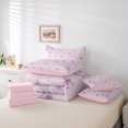 thumbnail image 4 of Erosebridal Girly Pink Bowknot Bed in a Bag Twin size, Cute Bow Bed Set, Abstract Striped Decor, Reversible, 4 of 5