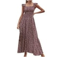 thumbnail image 1 of Moda Mujer Vestidos Cuello cuadrado Verano Impresión Casual Sin mangas Vacaciones Playa Vestido largo Fridja  hjkh3009, 1 of 6