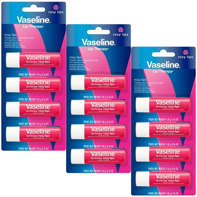 Bálsamo labial Vaseline Lip Therapy Rosy Lips, paquete de 12 unidades, 4,7 ml
