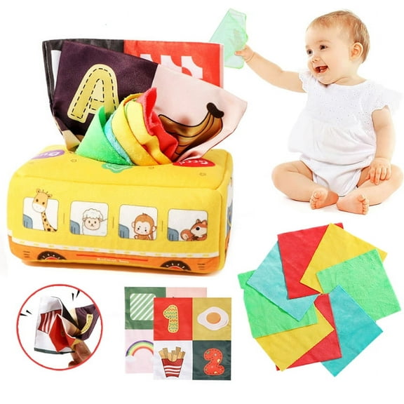 TRARIND Baby Toys 6 to 12 Months - Montessori Toy for Babies and Toddlers Tissue Box Learning Toy for 6 Months and up – Educational High Contrast Development Learning Toy - Baby Gift
