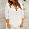 thumbnail image 2 of Sexlip Women Waffle Knit Tops Henley Shirts Long Sleeve V Neck Solid Color Casual Tunic White XXXL, 2 of 6