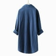 thumbnail image 3 of Fall Shirts for Women 2025 Solid Color Lapel Button Down Cotton Linen Loose Blouse Tops Long Sleeve Shirts for Women, 3 of 7
