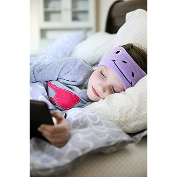 CozyPhones Over The Ear Headband Headphones - Kids Headphones Volume Limited with Thin Speakers & Super Soft Stretchy Headband - Purple Frog