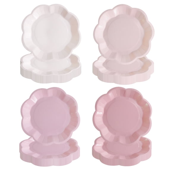 Pink Paper Plates Scalloped 7 Inch Gradient Disposable for Party 40 Pcs
