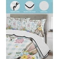 thumbnail image 3 of Twin XL Quilt Bedding Set, Aqua Easter Bunny Reversible Summer Quilt 3 Pieces, Spring Easter Eggs Floral Buffalo Plaid Lightweight Bedspreads Coverlets with 2 Pillow Shams for All Seasons, 3 of 5