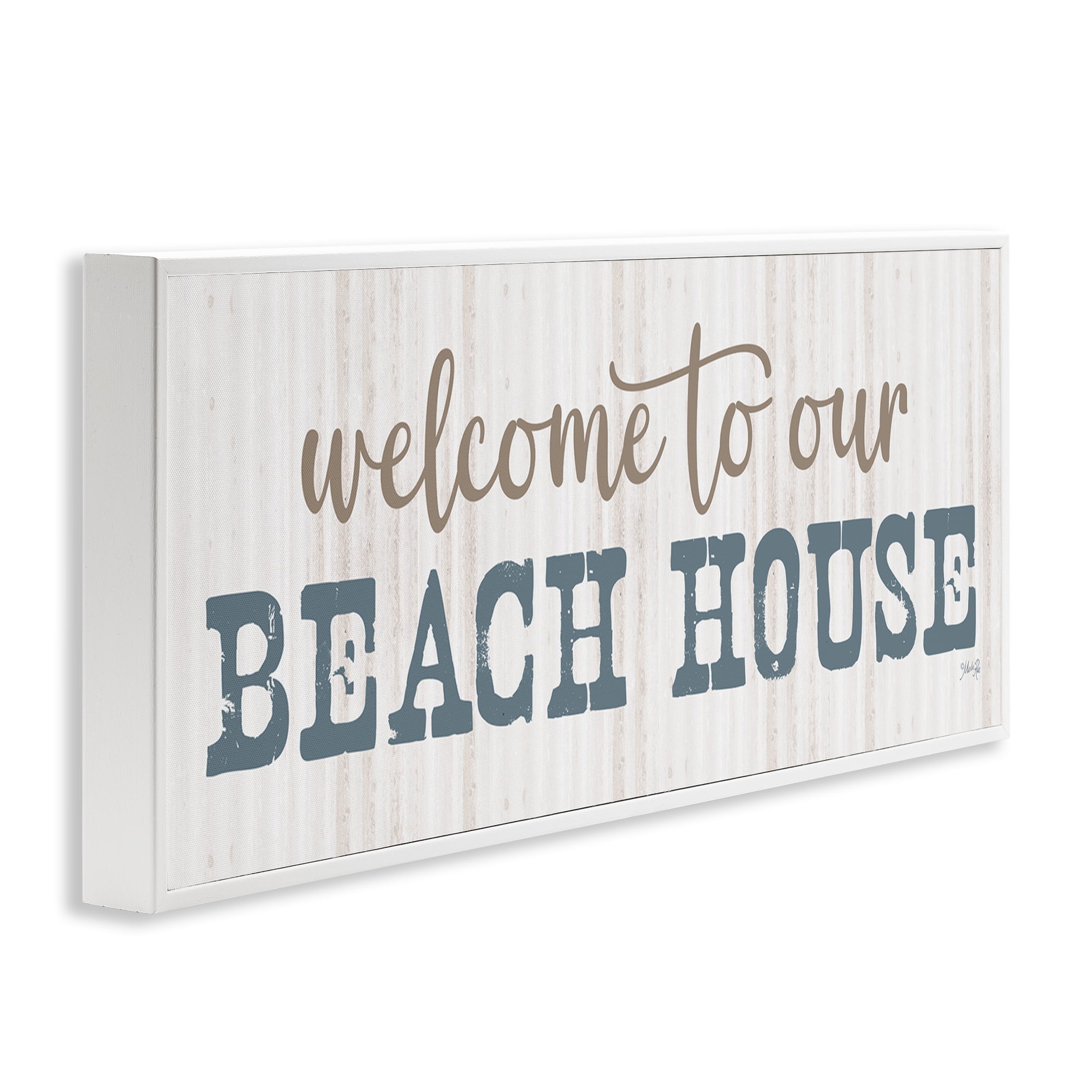 Stupell Industries Welcome Beach House Typography Painting White Framed Art Print Wall Art, 30 x 13