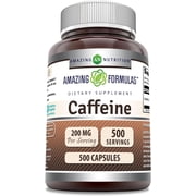 Amazing Formulas Caffeine 200Mg Per Serving 500 Capsules Supplement | Non-GMO | Gluten Free | Made in USA