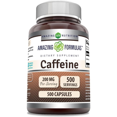 Amazing Formulas Caffeine 200Mg Per Serving 500 Capsules Supplement | Non-GMO | Gluten Free | Made in USA