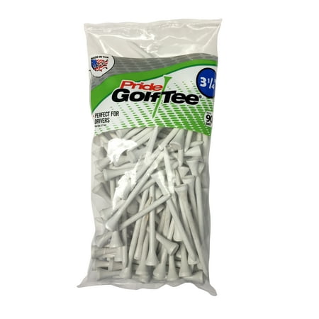 Pride Wood Golf Tee 3-1/4" White – 90 Count Durable Hardwood Tees for Consistent Launch and Superior Performance