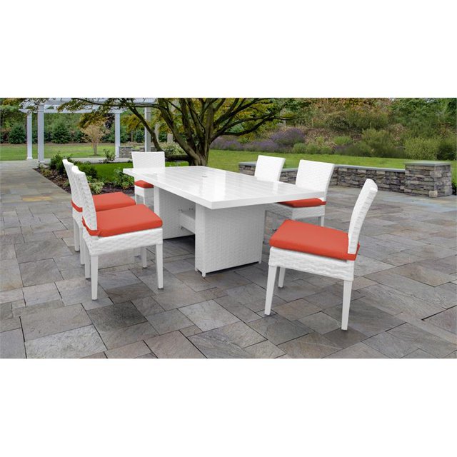 Miami Table à Manger Patio Extérieur Rectangulaire W / 6 Chaises Sans Bras