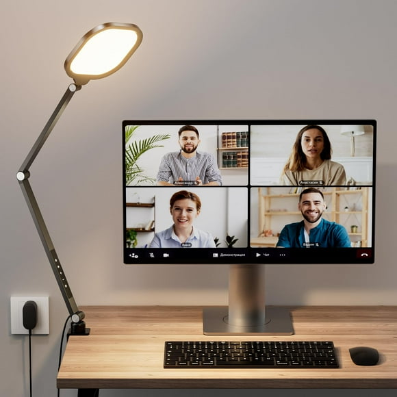 LitONES Video Conference Lighting for Computer, Dimmable Light for Video Recording, Meeting, Laptop & Webcam, 15W Ring Light for Desk with C- Clamp,