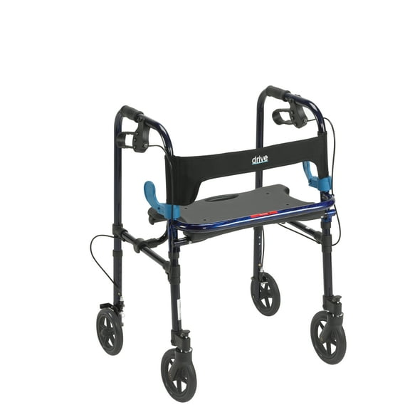 Drive Medical Clever Lite Rollator, Rolling Walker, Adult, 8" Wheels, Flame Blue