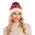 thumbnail image 7 of BZSMCE Winter Beanie Hats Casual Warm Cozy CapSnowy Red Christmas Cheer Pattern, 7 of 7