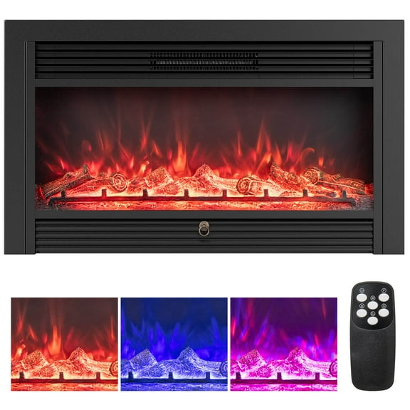 Costway 36" Electric Fireplace Insert 1500W Recessed Fireplace Heaterwith Remote Control
