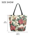 thumbnail image 5 of FORMRS Womens Canvas Tote Bag with Zipper Inner Pocket Shoulder Handbag, Red Christmas Poinsettia, 5 of 7