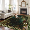 thumbnail image 2 of Large Area Rugs for Living Room Bedroom, Forest 5'x8' Rug Washable Carpet Runner Indoor Outdoor, Spring Oil Painting Country Cabin Trees Flower Non Slip Floor Mats Rug for Kitchen, Bathroom, 2 of 8