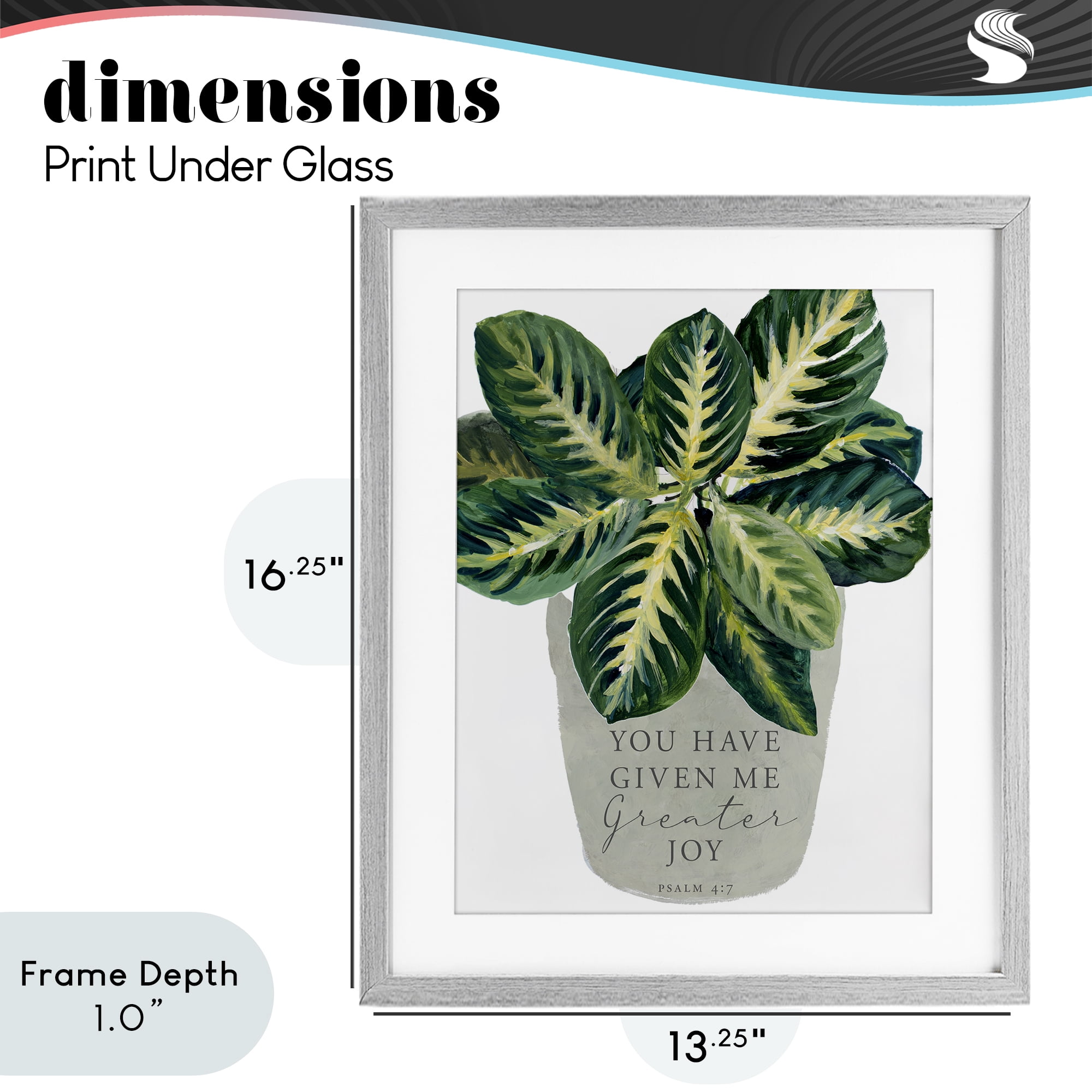 Stupell Industries Prayer & House Plant Gray Framed Print Under Glass, design by Lanie Loreth